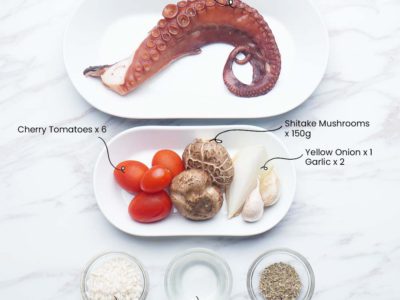 Octopus, Mushrooms & Tomatoes Risotto (Serves 2)